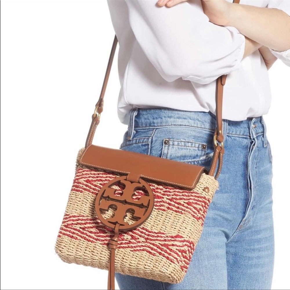 Tory Burch Miller Stripe Straw Crossbody